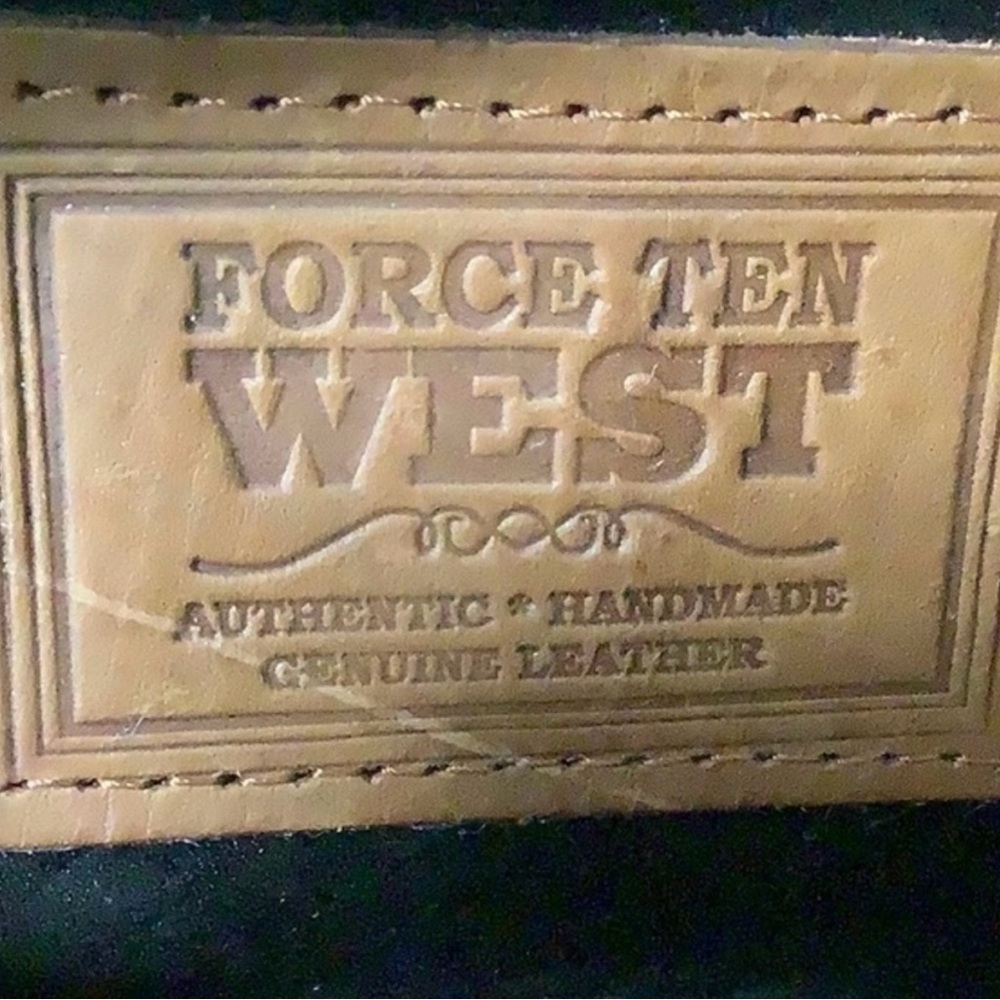 VGT Force Ten West leather hand tooled black/brown overnight bag 22X9.5X14 EUC